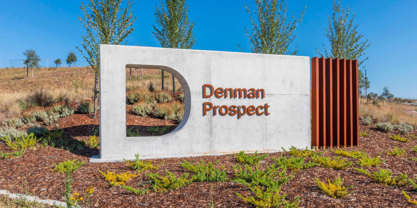 Denman Prospect outdoor signage on a hill.