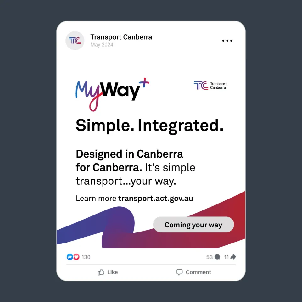 Social media post promoting MyWay+ launch