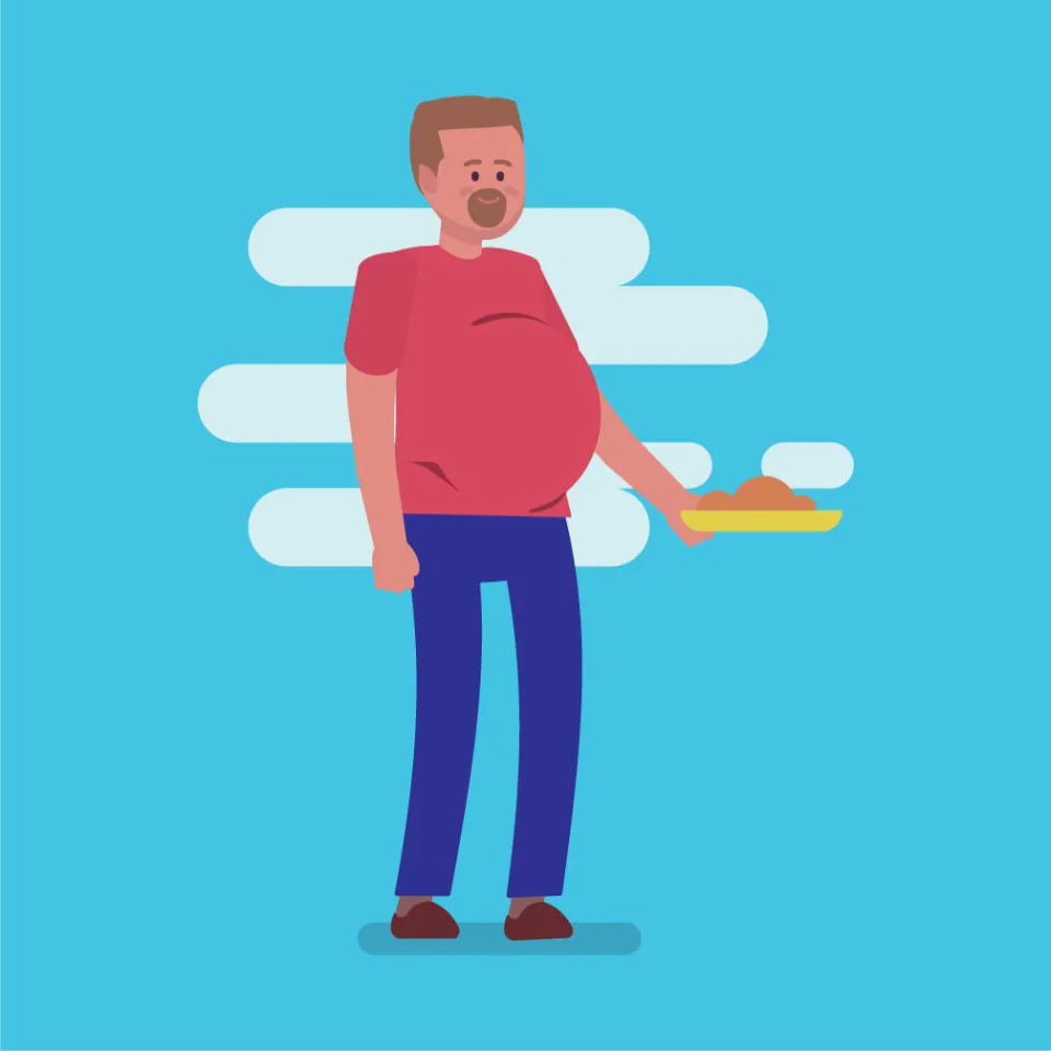 A custom illustration of Chris, a JobActive user, working at his hospitality role