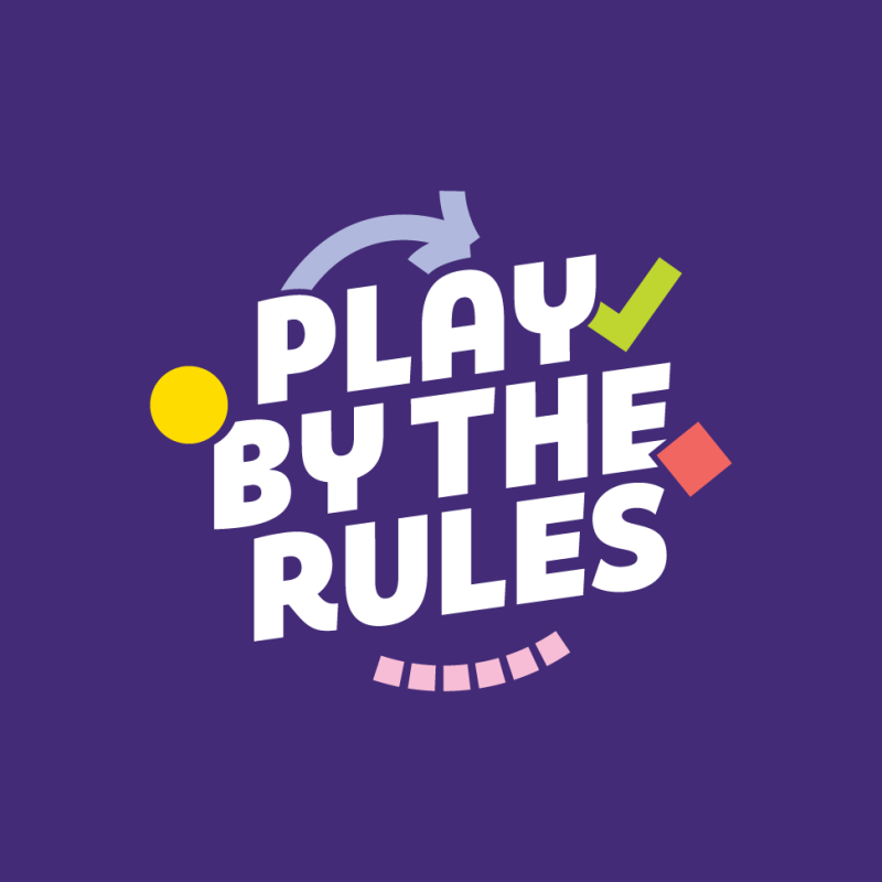Play by the Rules logo on a purple background